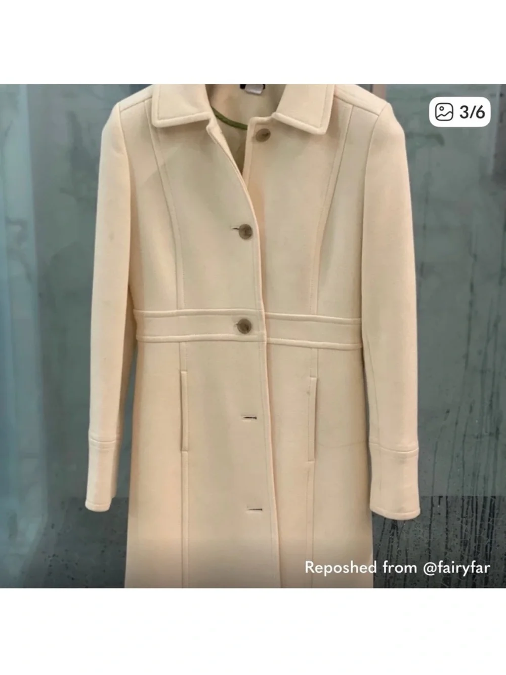 J. Crew Lady Day Cream Single-Breasted Wool-Blend Coat - Picture 3 of 7